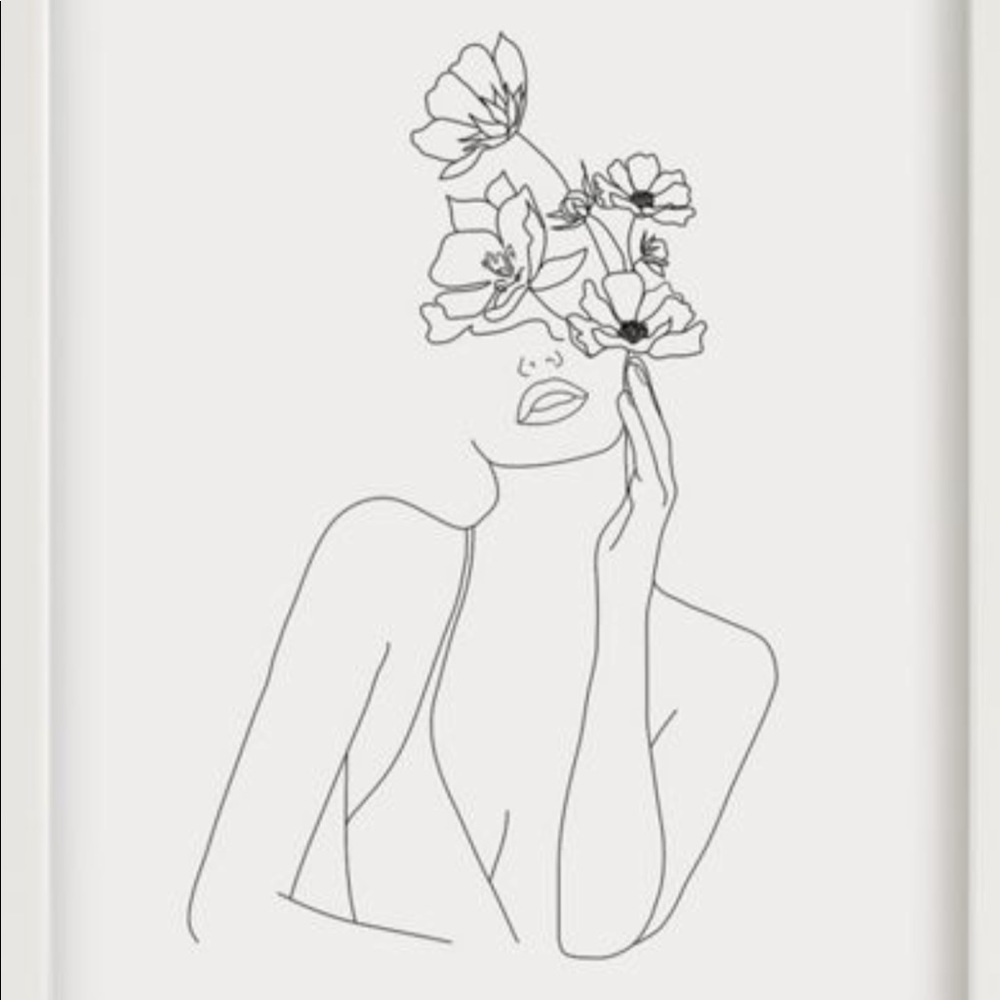 Nadja line art woman with flowers